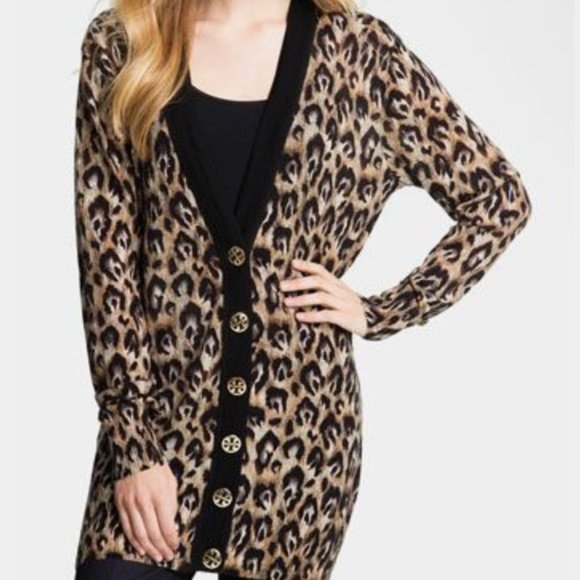 Tory Burch Leopard Print Simone Cardigan
